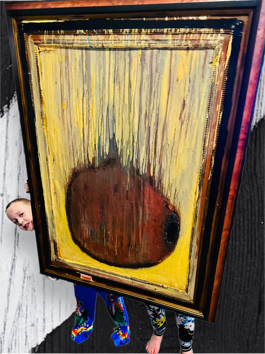 Large framed painting “falling olive”